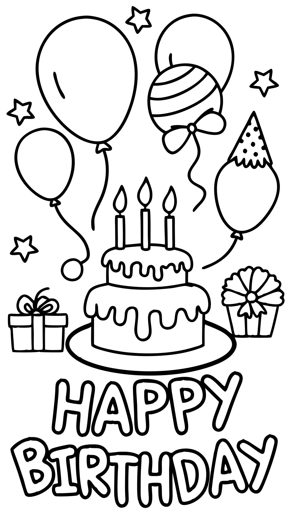 coloriages de cartes joyeux anniversaire